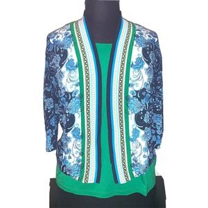 Chico’s 3 beautiful multi colored Cardigan - Tank Two Piece set New MSRP $138